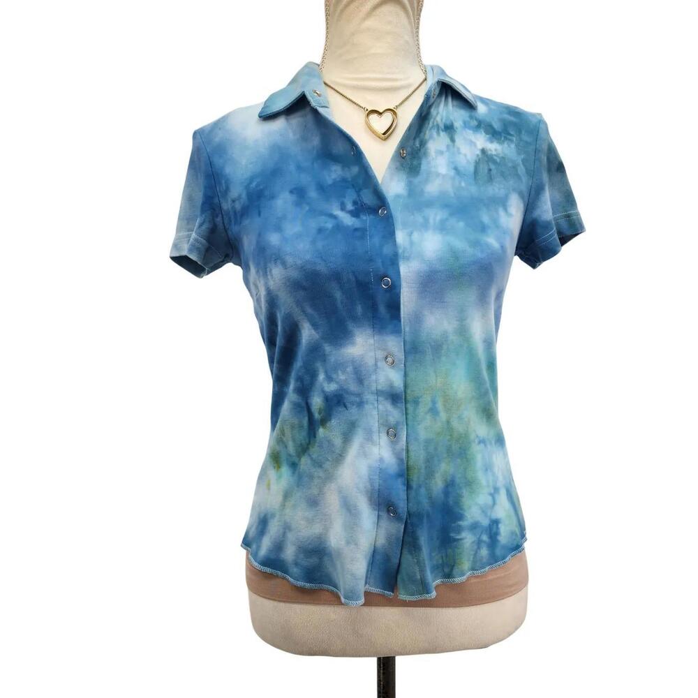 Rafaella. Upcycled, Tie-Dyed Short Sleeve Top. Size: Small
